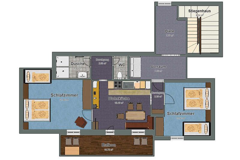 Floor plan of the apartment for 4 to 6 people in Haus Fernblick