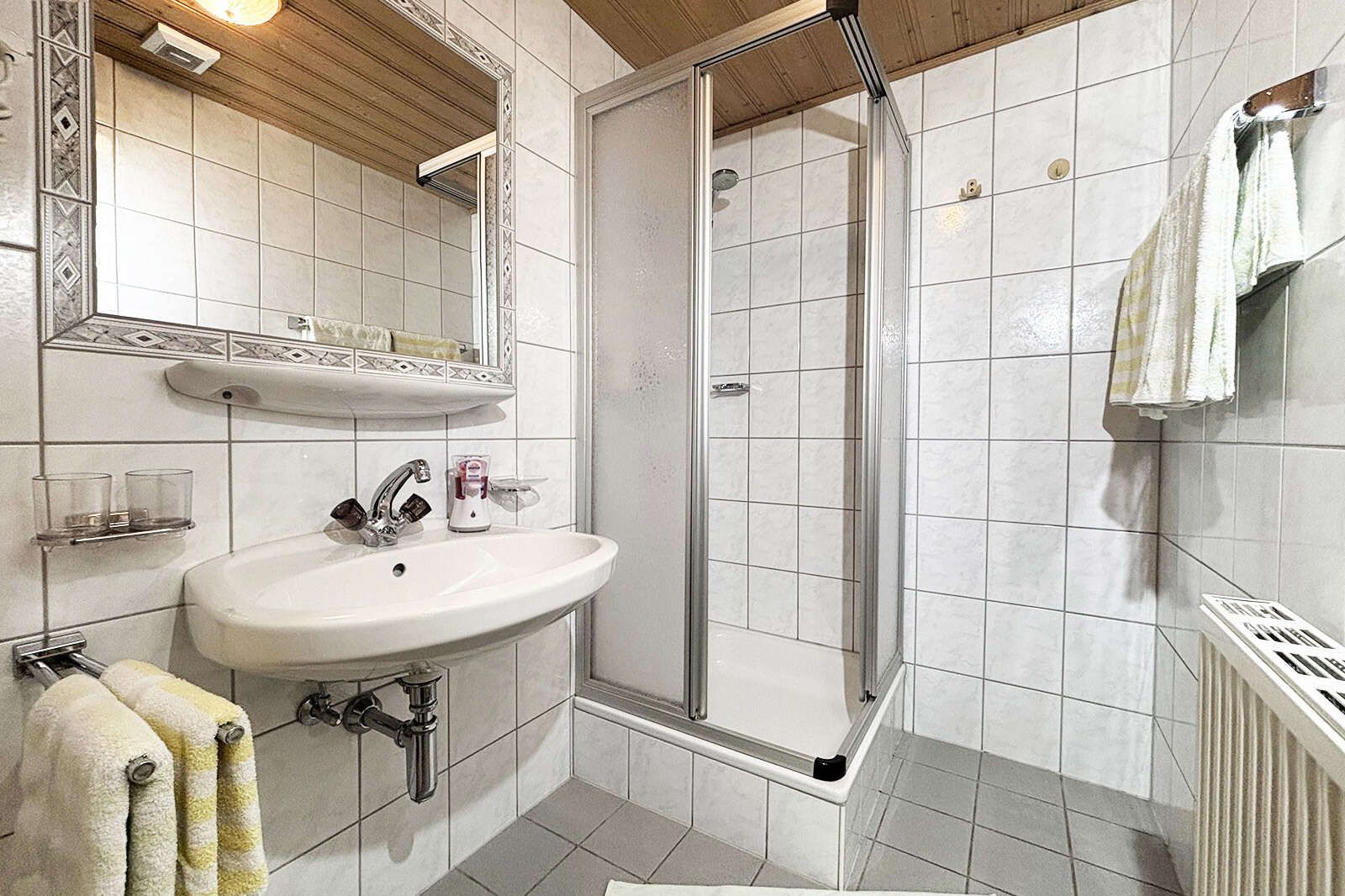 Bathroom with shower in the holiday apartment for 2 to 3 people in Haus Fernblick
